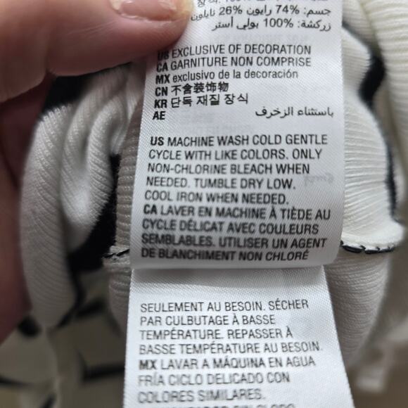 Maison Jules Women's Striped Bow Sleeve Knit Sweater White Black Size Medium - Picture 6 of 7